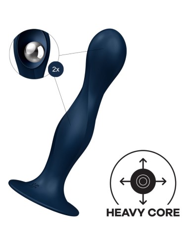 SATISFYER - DOUBLE BALL-R DILDO SILICONA AZUL