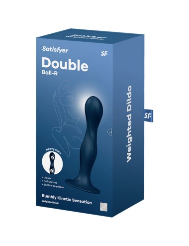 SATISFYER - DOUBLE BALL-R DILDO SILICONA AZUL