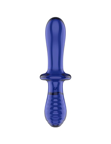 SATISFYER - DOUBLE CRYSTAL DILDO AZUL