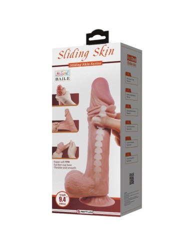 PRETTY LOVE - SLIDING SKIN SERIES DILDO REALÍSTICO CON VENTOSA PIEL DESLIZANTE MORENO 24 CM