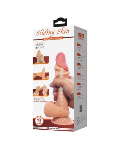 PRETTY LOVE - SLIDING SKIN SERIES DILDO REALÍSTICO CON VENTOSA PIEL DESLIZANTE 19.4 CM
