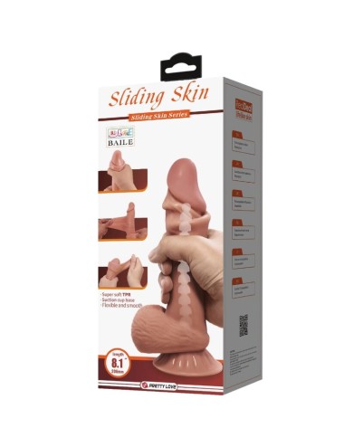 PRETTY LOVE - SLIDING SKIN SERIES DILDO REALÍSTICO CON VENTOSA PIEL DESLIZANTE MORENO 19.4 CM
