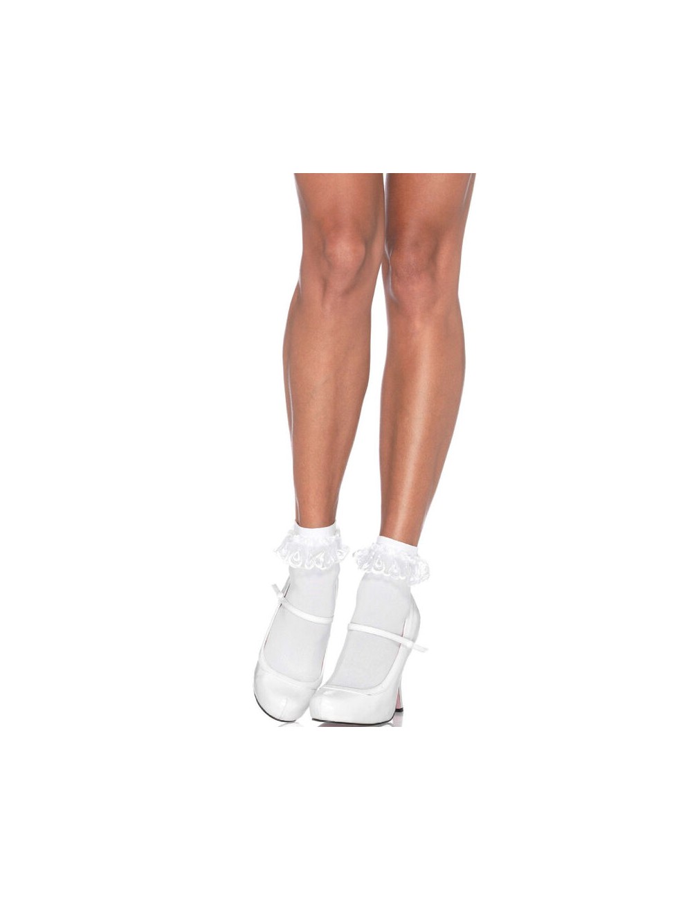 LEG AVENUE - CALCETINES CON VOLANTE ENCAJE BLANCO LEG AVENUE - CALCETINES CON VOLANTE ENCAJE BLANCO