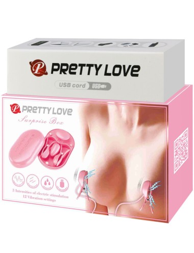 PRETTY LOVE - SURPRISE BOX PINZAS ELECTRO ESTIMULACION ROSA