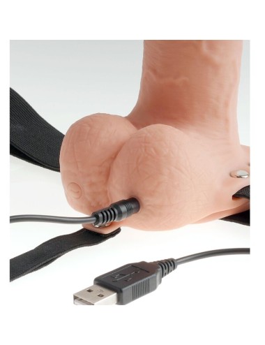 FETISH FANTASY SERIES - ARNES AJUSTABLE PENE REALISTICO CON TESTICULOS RECARGABLE Y VIBRADOR 23 CM
