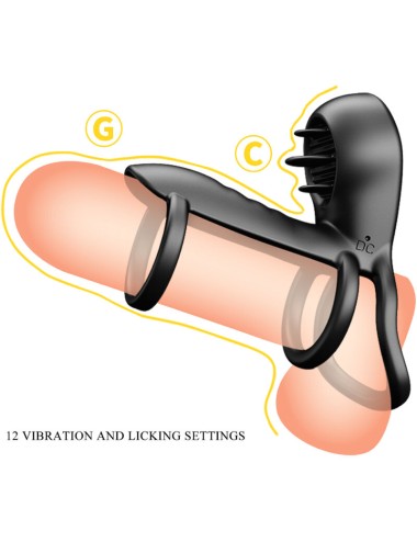 PRETTY LOVE - JAMMY FUNDA DE PENE 12 VIBRACIONES CON LENGUA RECARGABLE SILICONA