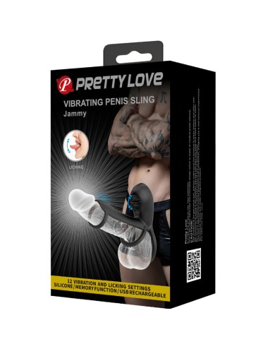 PRETTY LOVE - JAMMY FUNDA DE PENE 12 VIBRACIONES CON LENGUA RECARGABLE SILICONA