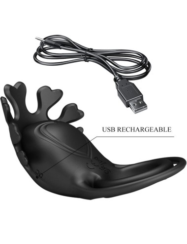 PRETTY LOVE - RUBEN ANILLO VIBRADOR 7 VIBRACIONES SILICONA NEGRO