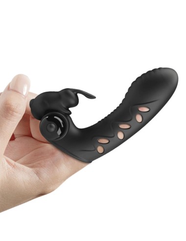 PRETTY LOVE - VANCE FUNDA DEDO VIBRADOR CONEJO NEGRO