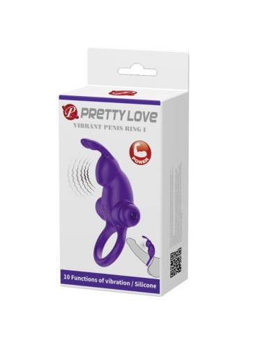 PRETTY LOVE - ANILLO VIBRADOR I CONEJO PARA PENE MORADO