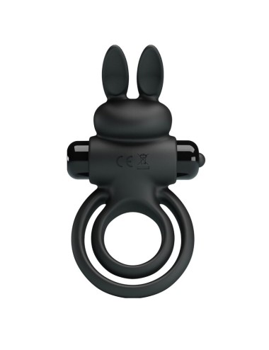 PRETTY LOVE - ANILLO VIBRADOR III CONEJO PARA PENE NEGRO