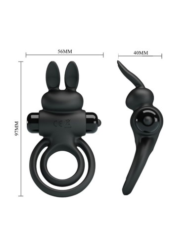 PRETTY LOVE - ANILLO VIBRADOR III CONEJO PARA PENE NEGRO