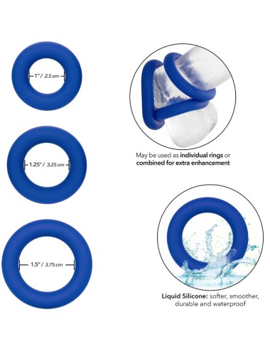 ADMIRAL - SET 3 ANILLOS PARA PENE AZUL