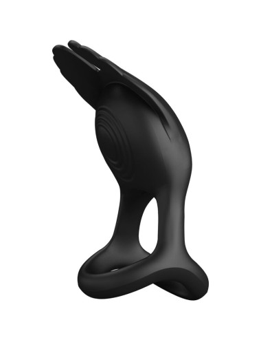 PRETTY LOVE - ANILLO VIBRADOR SILAS 7 VIBRACIONES SILICONA NEGRO