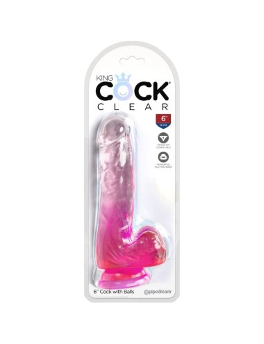 KING COCK - CLEAR PENE REALISTICO CON TESTICULOS 13.5 CM ROSA