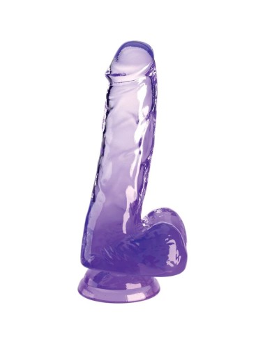 KING COCK - CLEAR PENE REALISTICO CON TESTICULOS 13.5 CM MORADO