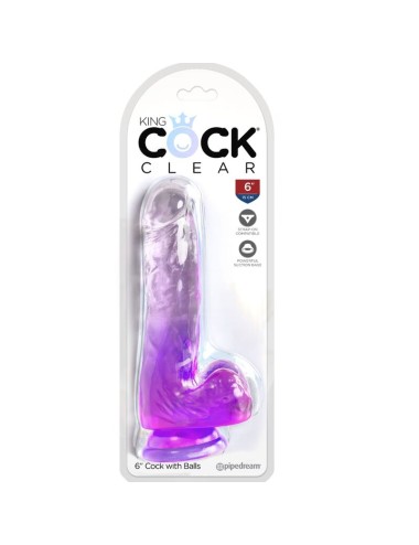 KING COCK - CLEAR PENE REALISTICO CON TESTICULOS 13.5 CM MORADO