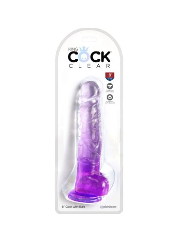 KING COCK - CLEAR PENE REALISTICO CON TESTICULOS 16.5 CM MORADO