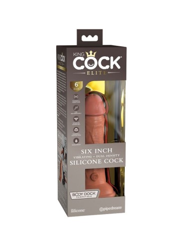 KING COCK - ELITE DILDO REALISTICO VIBRADOR & SILICONA 15.2 CM CARAMELO