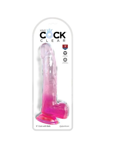 KING COCK - CLEAR DILDO CON TESTICULOS 20.3 CM ROSA