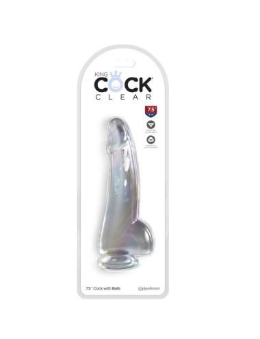 KING COCK - CLEAR DILDO CON TESTICULOS 15.2 CM TRANSPARENTE