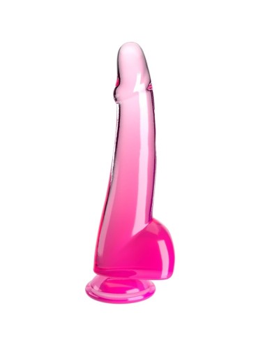 KING COCK - CLEAR DILDO CON TESTICULOS 19 CM ROSA