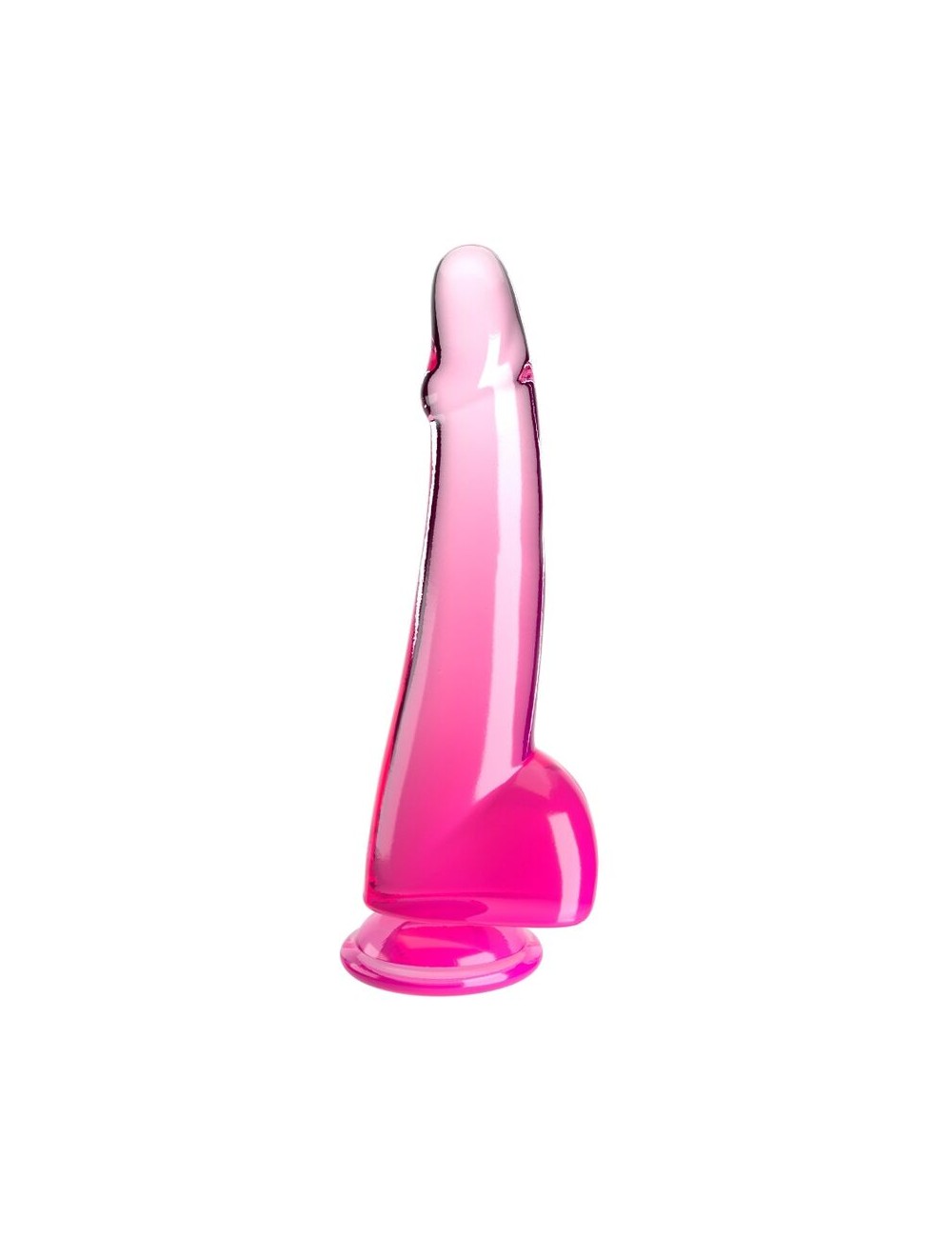 KING COCK - CLEAR DILDO CON TESTICULOS 19 CM ROSA