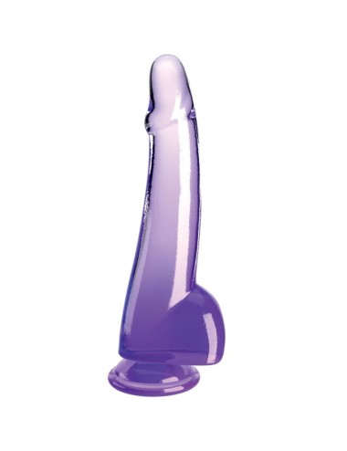 KING COCK - CLEAR DILDO CON TESTICULOS 19 CM MORADO