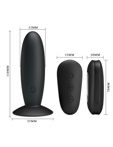 MR PLAY - PLUG ANAL CON VIBRACION NEGRO CONTROL REMOTO
