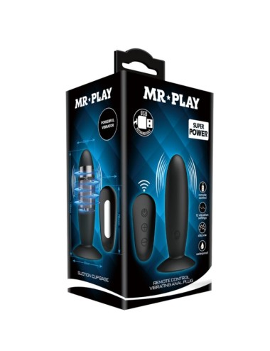 MR PLAY - PLUG ANAL CON VIBRACION NEGRO CONTROL REMOTO