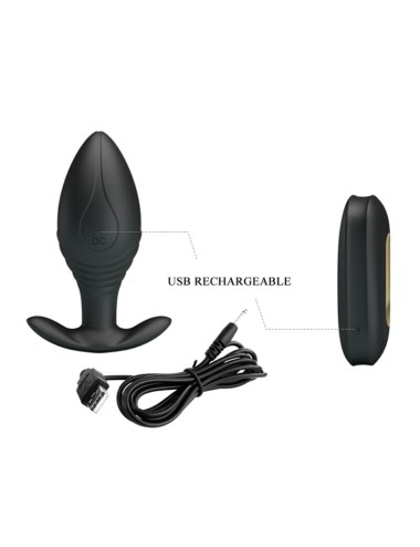PRETTY LOVE - REGINA PLUG ANAL VIBRADOR RECARGABLE NEGRO