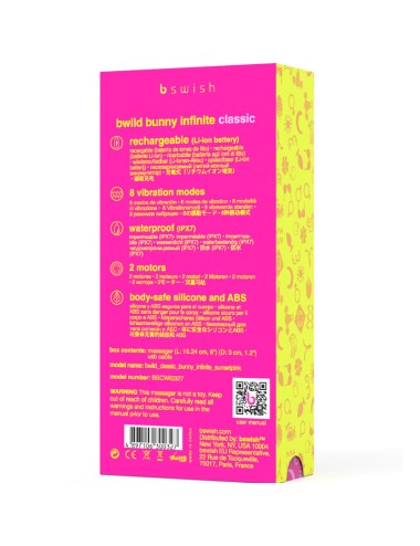 B SWISH - BWILD BUNNY INFINITE CLASSIC VIBRADOR RECARGABLE SILICONA ROSA