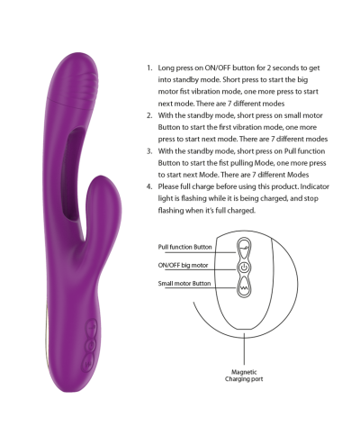 INTENSE - APOLO VIBRADOR MULTIFUNCIÓN RECARGABLE 7 VIBRACIONES CON LENGUA OSCILANTE MORADO
