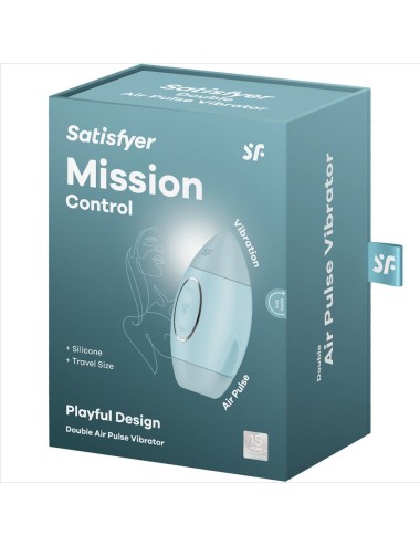 SATISFYER - MISSION CONTROL AZUL VIBRADOR PEQUEÑO DE DOBLE IMPULSO