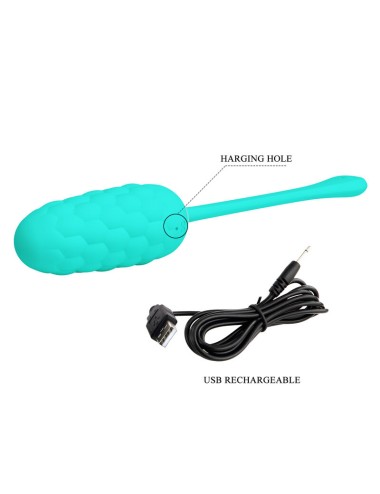 PRETTY LOVE - HUEVO VIBRADOR CON TEXTURA MARINA RECARGABLE VERDE AGUA