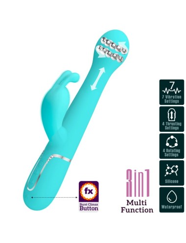 PRETTY LOVE - DEJON VIBRADOR RABBIT 3 EN 1 MULTIFUNCIÓN VERDE AGUA
