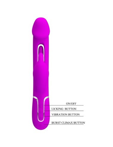 PRETTY LOVE - KAMPAS VIBRADOR RABBIT 3 EN 1 MULTIFUNCIÓN CON LENGUA VIOLETA