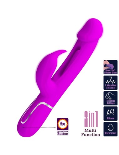 PRETTY LOVE - KAMPAS VIBRADOR RABBIT 3 EN 1 MULTIFUNCIÓN CON LENGUA VIOLETA