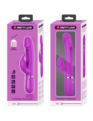 PRETTY LOVE - KAMPAS VIBRADOR RABBIT 3 EN 1 MULTIFUNCIÓN CON LENGUA VIOLETA