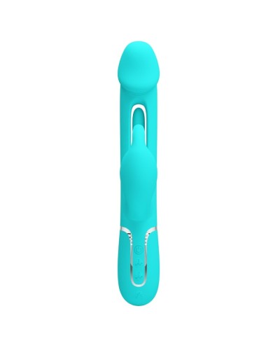 PRETTY LOVE - KAMPAS VIBRADOR RABBIT 3 EN 1 MULTIFUNCIÓN CON LENGUA VERDE AGUA