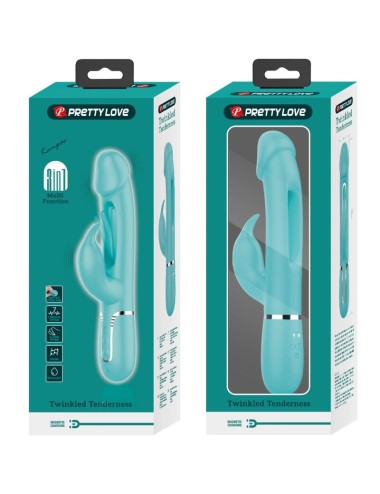 PRETTY LOVE - KAMPAS VIBRADOR RABBIT 3 EN 1 MULTIFUNCIÓN CON LENGUA VERDE AGUA