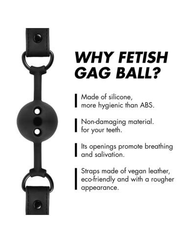 FETISH SUBMISSIVE BONDAGE - MORDAZA DE BOLA DE SILICONA TRANSPIRABLE