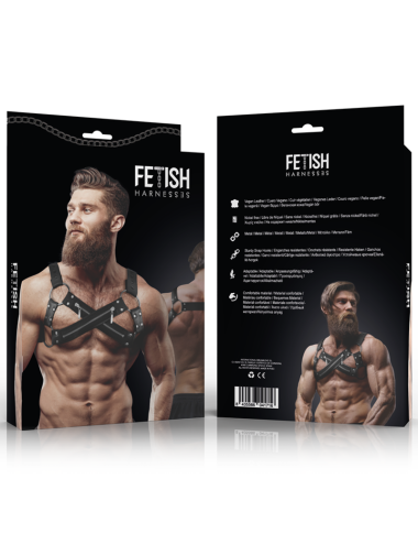 FETISH SUBMISSIVE ATTITUDE - ARNÉS BULLDOG AJUSTABLE NEOPRENO PECHO CRUZADO CON CREMALLERAS HOMBRE