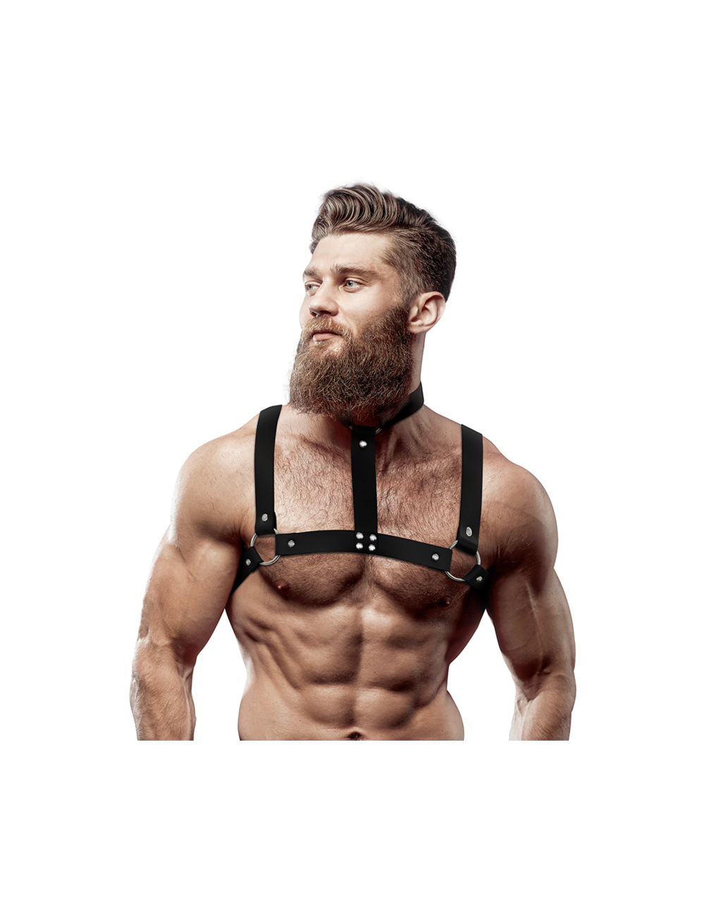 FETISH SUBMISSIVE ATTITUDE - ARNÉS AJUSTABLE ECOPIEL PECHO CON COLLAR HOMBRE FETISH SUBMISSIVE ATTITUDE - ARNÉS AJUSTABLE ECOPIEL PECHO CON COLLAR HOMBRE