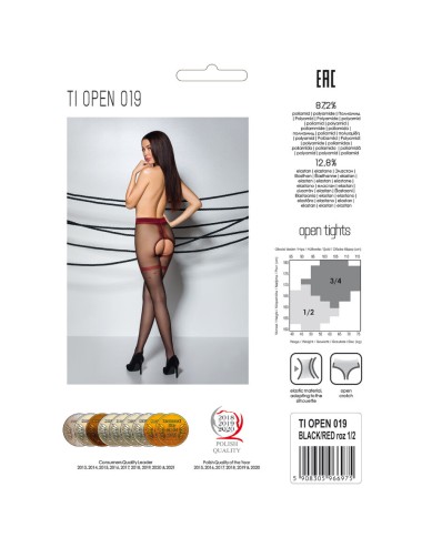 PASSION - TIOPEN 019 MEDIAS NEGRO/ROJO 3/4 20 DEN