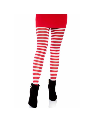 LEG AVENUE - MEDIAS DE RAYAS BLANCO/ROJO
