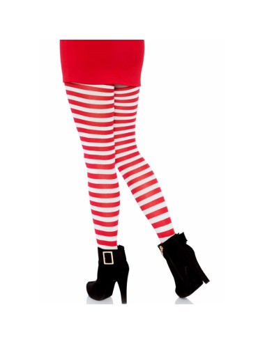 LEG AVENUE - MEDIAS DE RAYAS BLANCO/ROJO