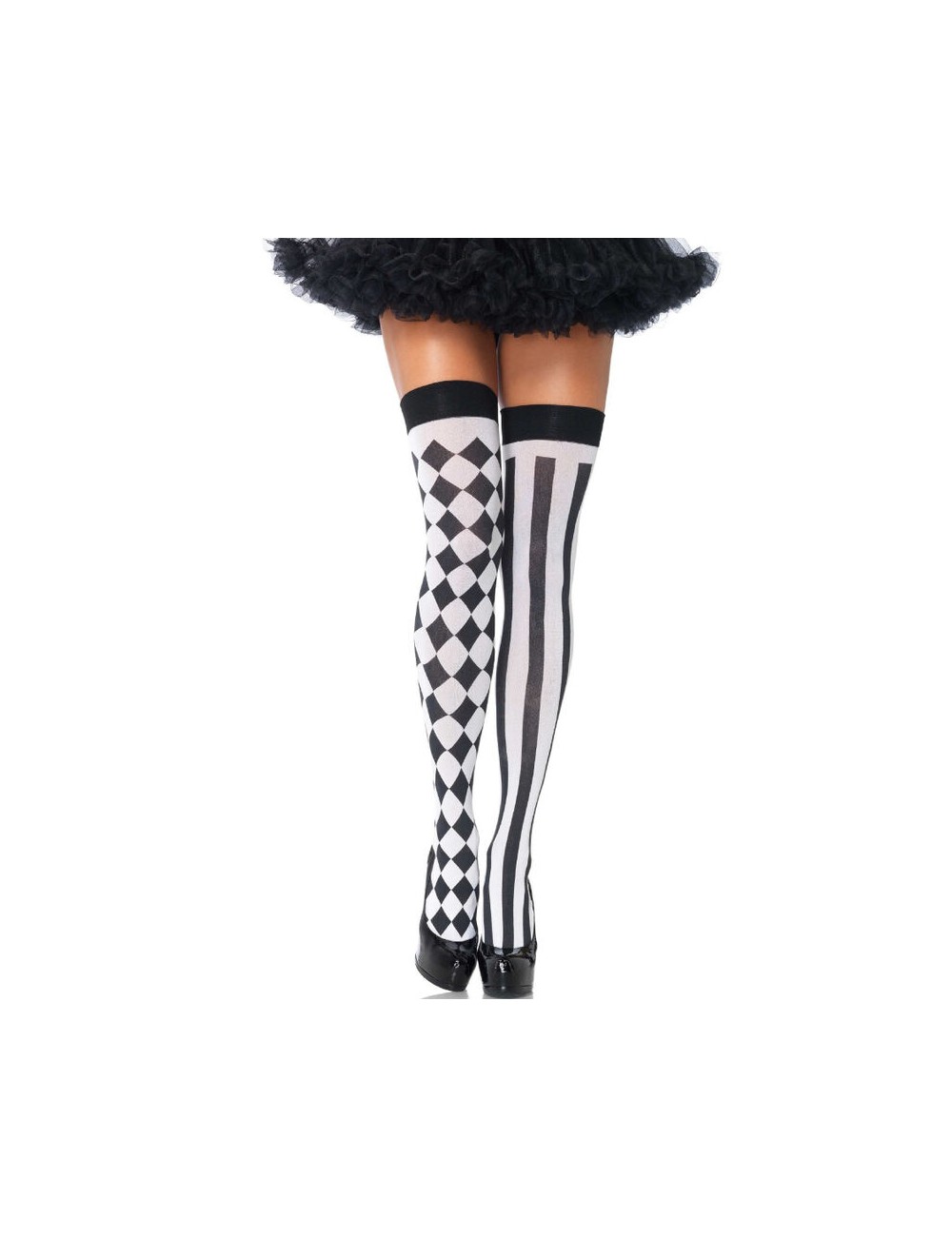 LEG AVENUE - CALCETINES ALTOS ARLEQUIN NEGRO/BLANCO LEG AVENUE - CALCETINES ALTOS ARLEQUIN NEGRO/BLANCO