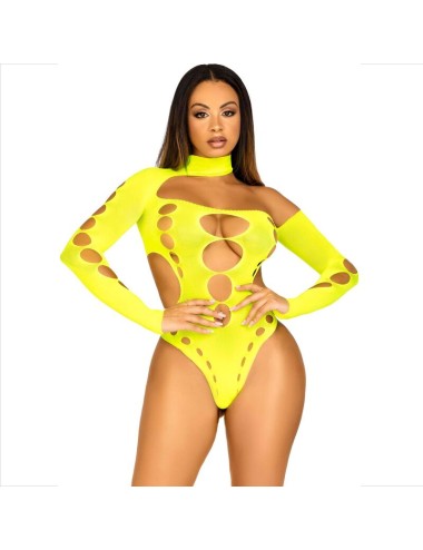 LEG AVENUE - BODY SIN COSTRURAS CON TANGA AMARILLO