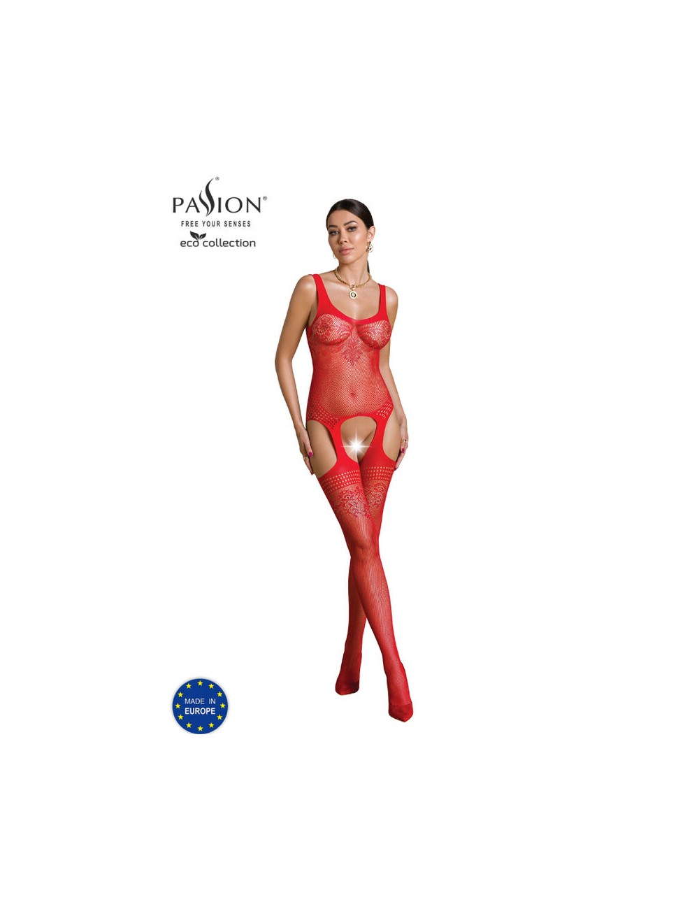 PASSION - ECO COLLECTION BODYSTOCKING ECO BS008 ROJO